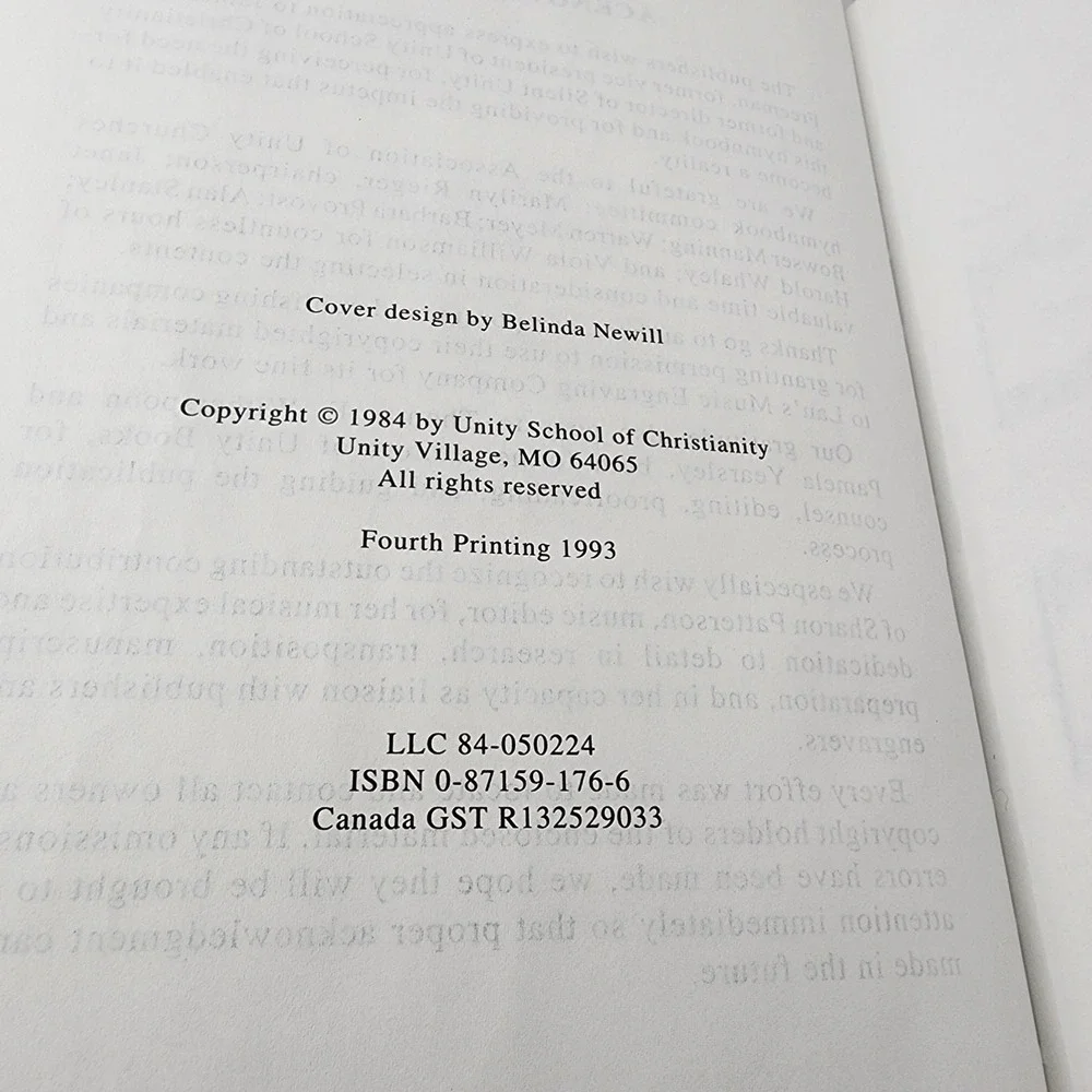 Wings of Song Hardcover Hymnal Unity Congregational Music Songbook‎ 1993